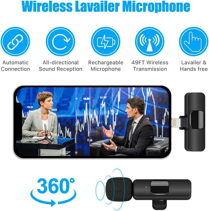 Bluetooth Mini Microphone Wireless Lavalier Noise Reduction Microphone For iPhone & iPad