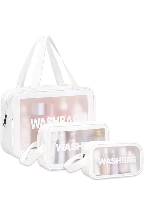 Senza Waterproof Transparent Travel Toiletry Bags White