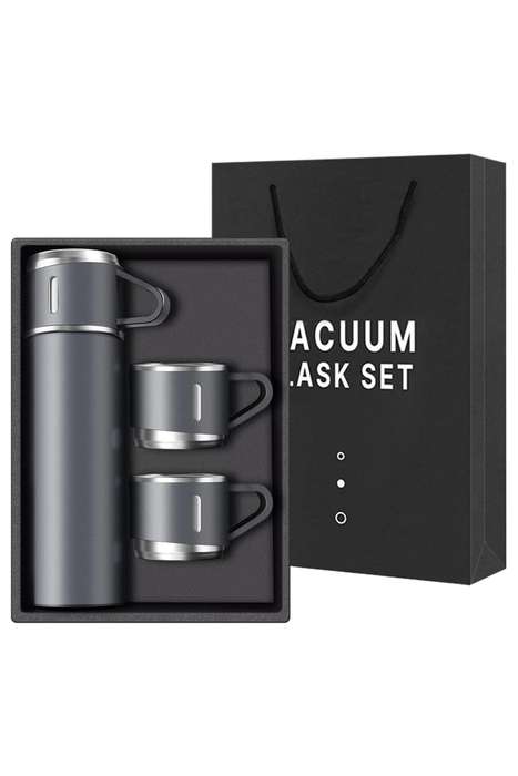 Thermos Vacuum Double Wall Of Stainless Steel Flask Set With 3 Cups 500ml