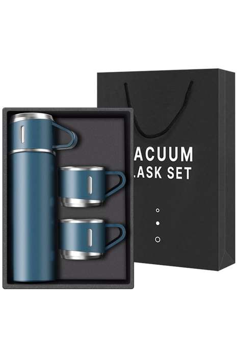 Thermos Vacuum Double Wall Of Stainless Steel Flask Set With 3 Cups 500ml