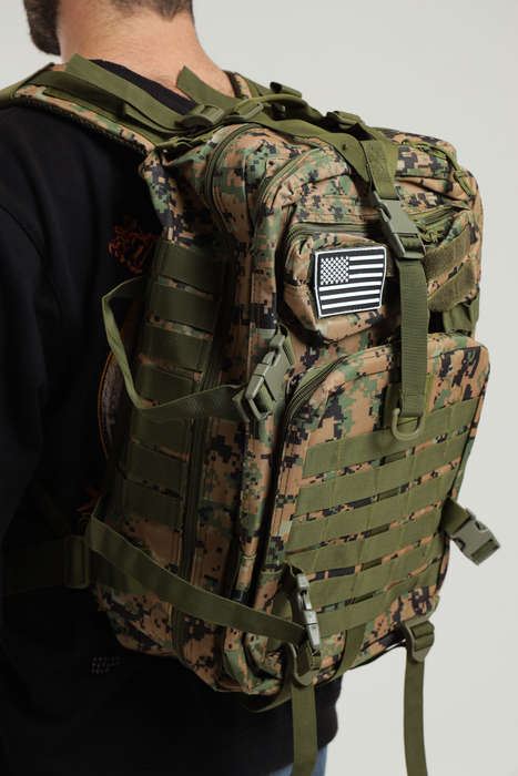 Senza 45L Heavy Duty Military Tactical Army Backpack With Multiple Compartments Camo Print