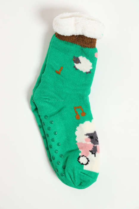 Fuzzy Novelty Thermal Lined Thick Rubber Grip Slipper Socks Unisex