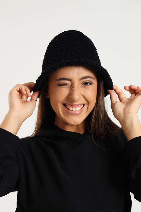 Ladies Panama Winter Fluffy Fur Knitted Bucket Hat