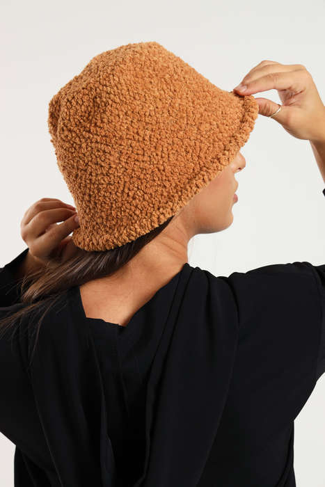 Ladies Panama Winter Fluffy Fur Knitted Bucket Hat