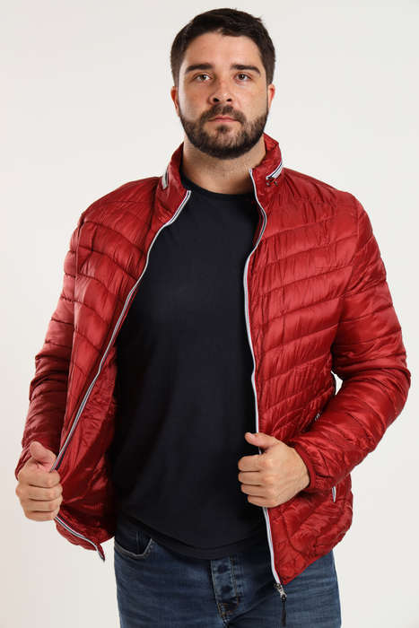 Mens Concealed Hooded Puffer Jacket With Easy Carry Bag