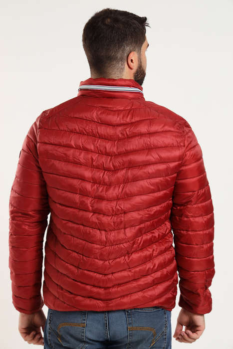 Mens Concealed Hooded Puffer Jacket With Easy Carry Bag