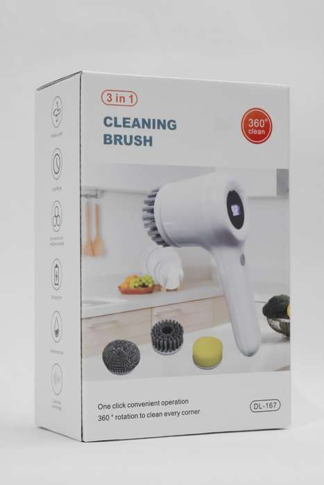 Rechargeable Electric Spin Magic Scrubber With 3 Heads &amp; LED Display