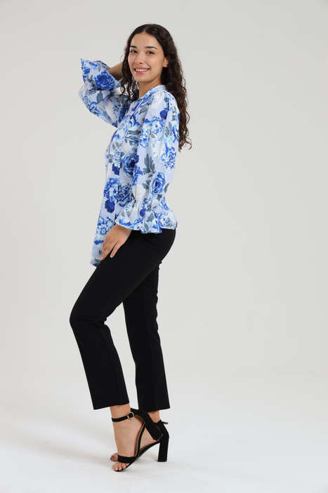 Alexa Floral Shirt &amp; Pants Modern Office Set
