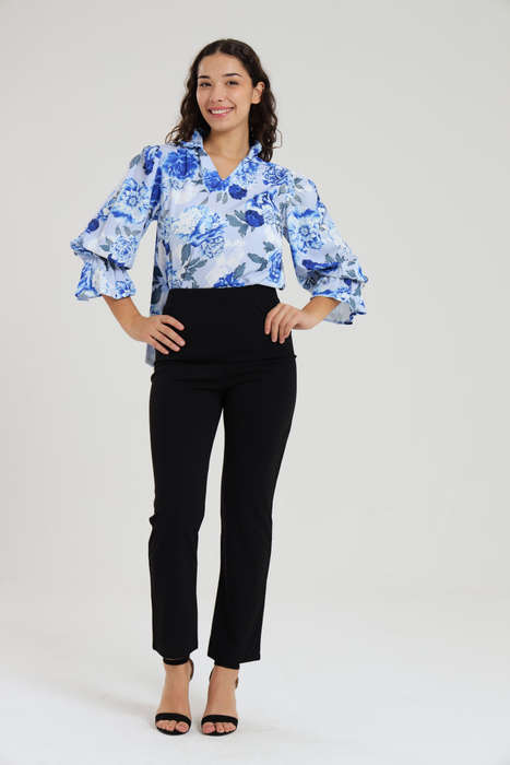 Alexa Floral Shirt &amp; Pants Modern Office Set