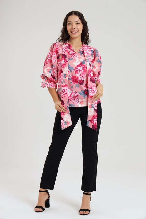 Alexa Floral Shirt &amp; Pants Modern Office Set