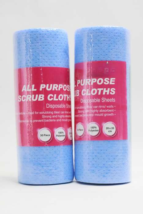 2 Rolls All Purpose Disposable Scrub Cloth 200mm x 200mm