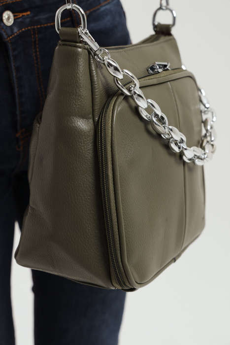 Chloe Crossbody Wide Strap Handbag Sling Bag With Chain Detail