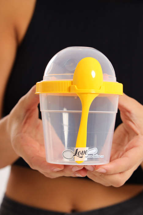 Senza® Reusable On The Go Breakfast Cup With Spoon Set BPA Free 500ml
