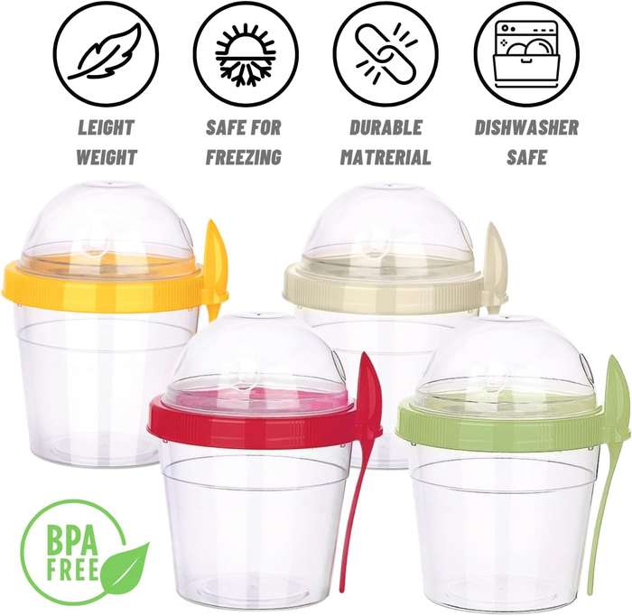 Senza® Reusable On The Go Breakfast Cup With Spoon Set BPA Free 500ml