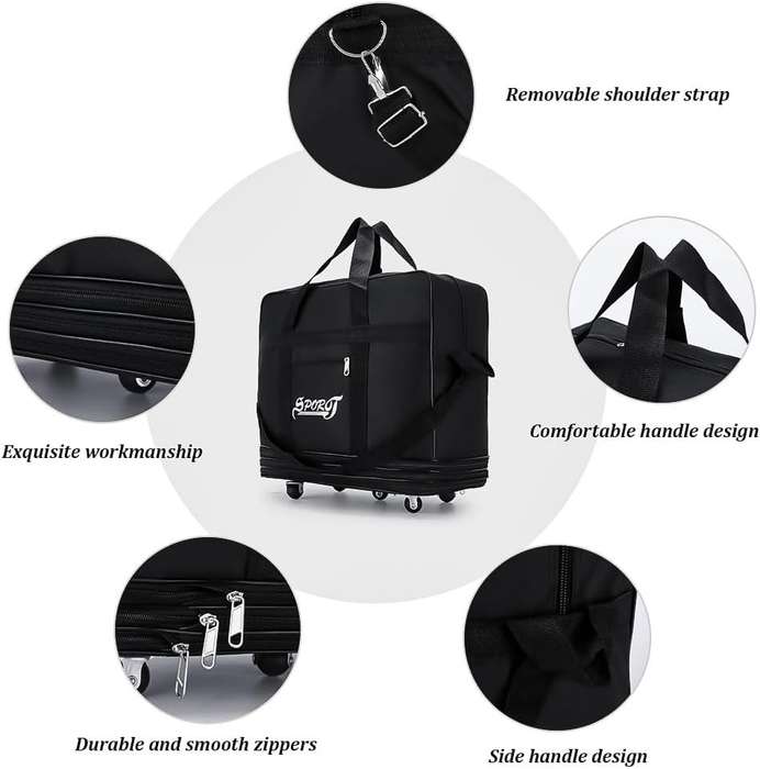 Senza Sport Large Expandable Trolley Duffle Waterproof Travel Luggage Bag