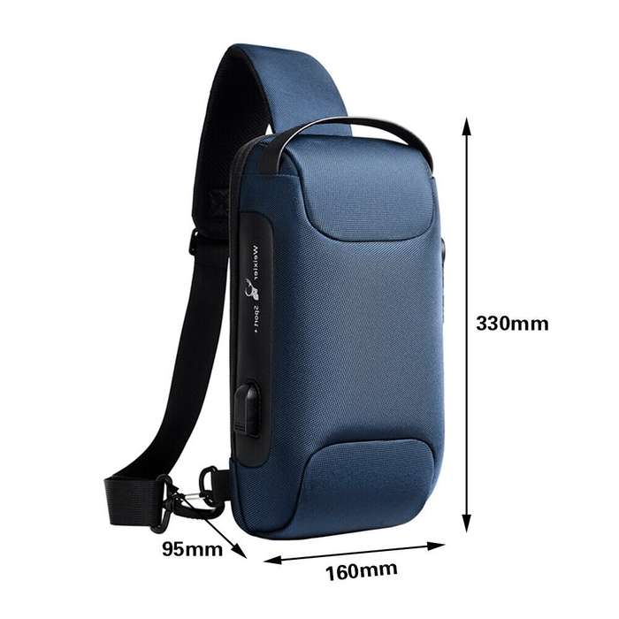 Powerland Anti Theft Sling Crossbody Bag Shoulder Backpack with USB Charging Port Waterproof Ches...