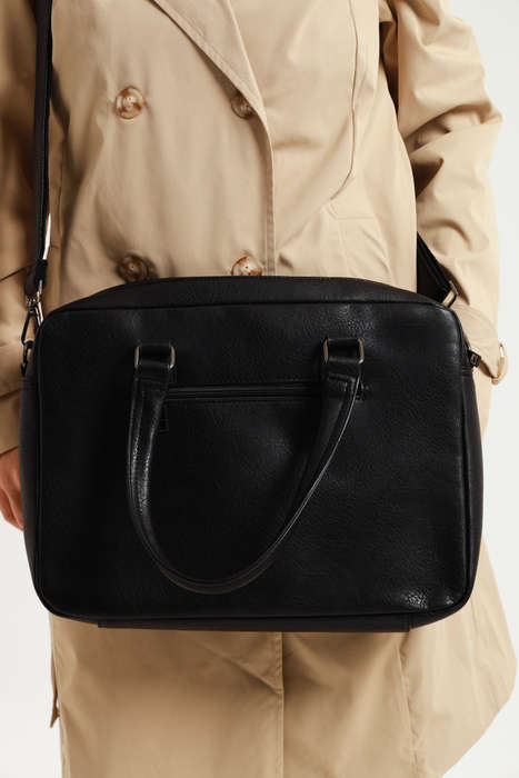 Camel Mountain PU Leather Luxury Laptop Bag Black 14 inch