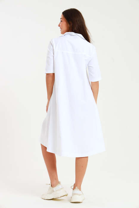Hillary Maxi Mid Length 3/4 Sleeve Collar Dress With Pockets
