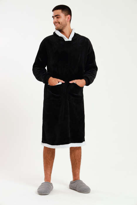 Huggle Hoodie Ultra Plush Free Size Oversized Blanket Black