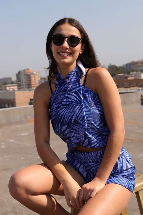Senza® Betty Printed 2 Piece Swimwear Shorts Set With Sarong