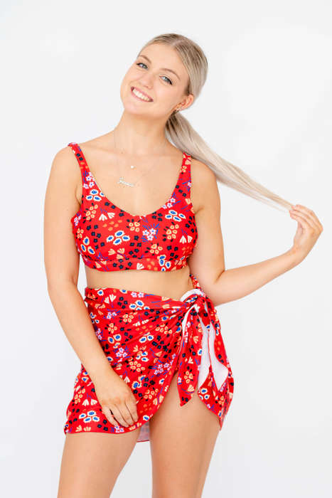 Senza® Zelia 3 Piece Bikini Swimwear Set With Modest Cover Up Matching Sarong