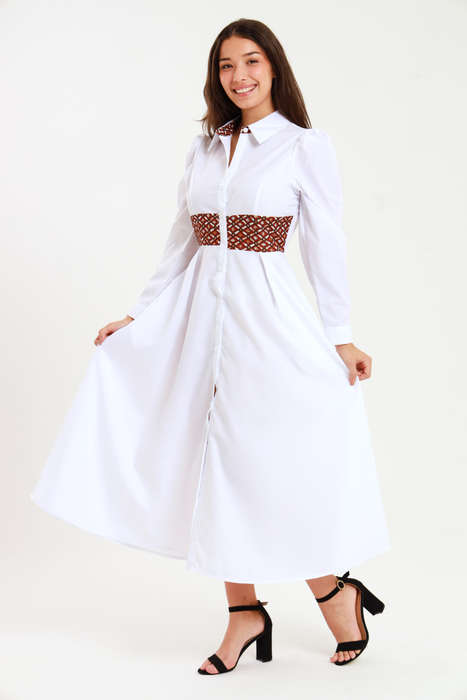 Tanya Ankle Length Long Sleeve Button Down Shirt Dress (Size M to 4XL)