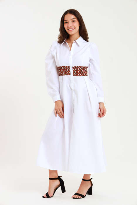 Tanya Ankle Length Long Sleeve Button Down Shirt Dress (Size M to 4XL)