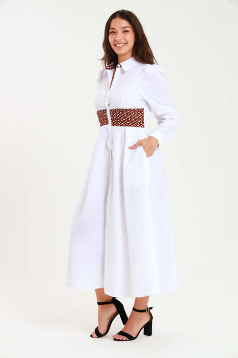 Tanya Ankle Length Long Sleeve Button Down Shirt Dress (Size M to 4XL)