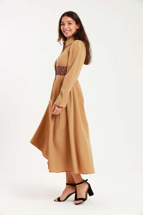 Tanya Ankle Length Long Sleeve Button Down Shirt Dress (Size M to 4XL)