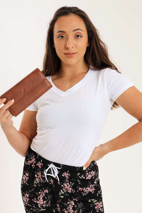 Camel Mountain Genuine Leather Foldable Wallet Purse For Women