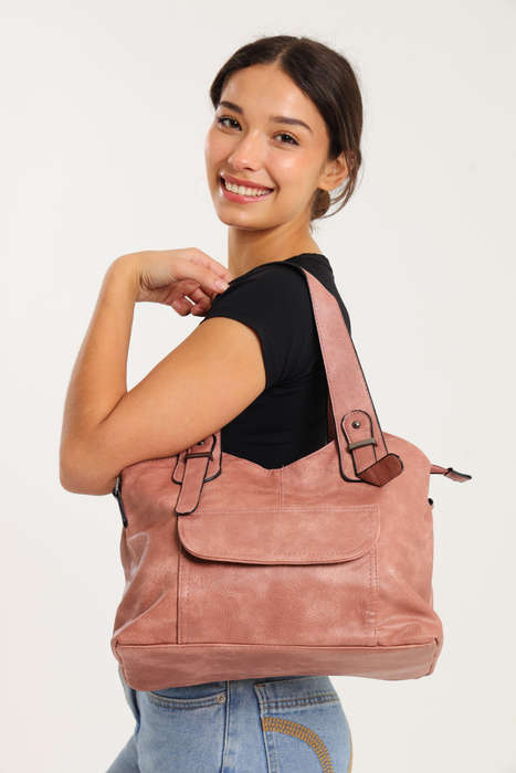 Ladies Faux Leather Handbag With Multiple Compartments