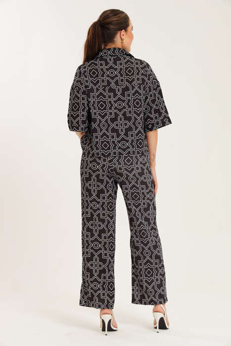 Leah Abstract Print Ladies 2 Piece Shirt and Trouser Co-Ord Set