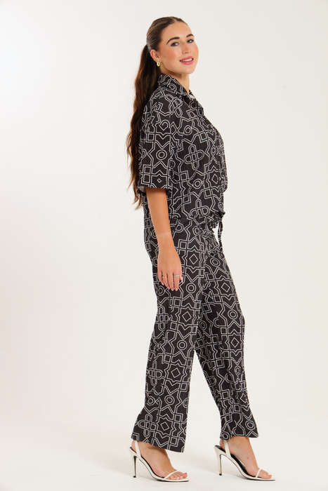 Leah Abstract Print Ladies 2 Piece Shirt and Trouser Co-Ord Set
