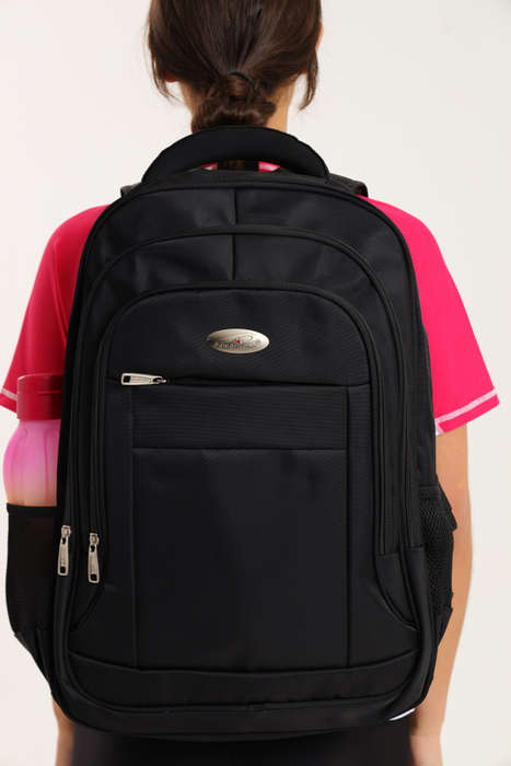 Powerland Large Black School Backpack or Laptop Bag With Free Water Bottle 500mm X 390mm
