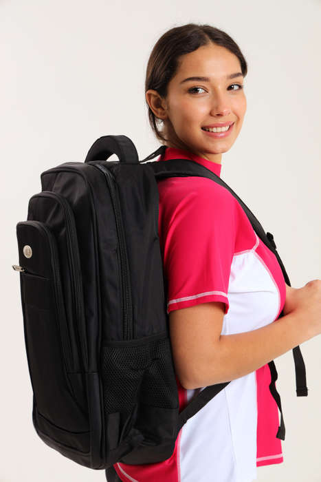 Powerland Large Black School Backpack or Laptop Bag With Free Water Bottle 500mm X 390mm