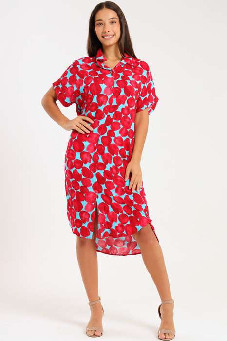 Sammie Printed Oversized Button Down Shirt Dress With Pockets