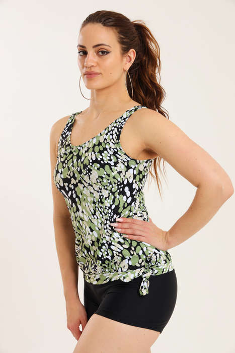 Senza® Ladies Printed Swimwear Strappy Blouson Tankini Set with Boy Shorts