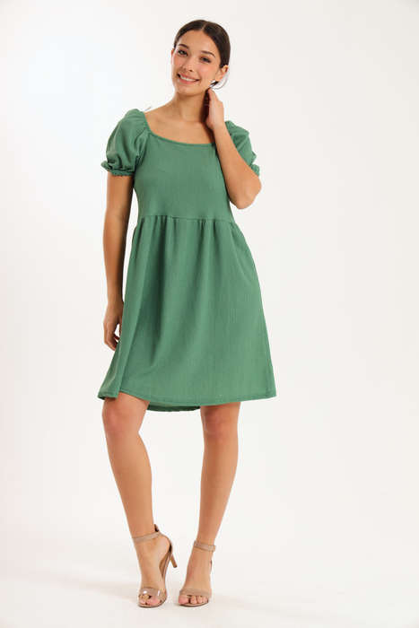 Ladies Puff Sleeve Square Neck A-line Dress