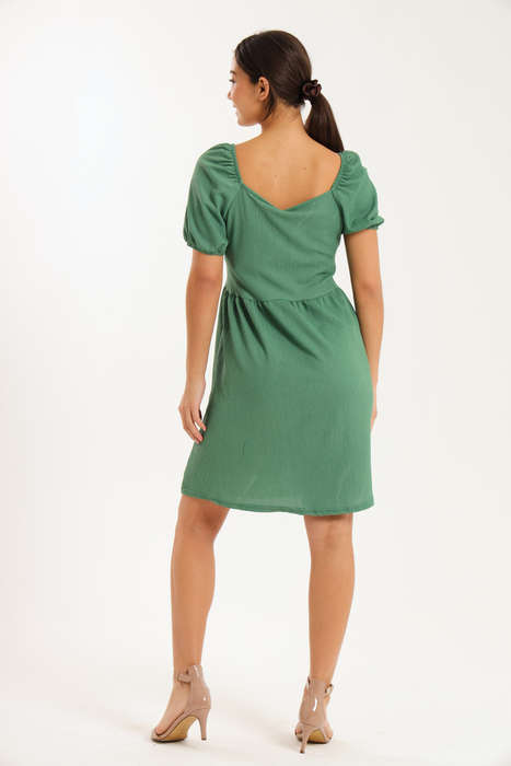Ladies Puff Sleeve Square Neck A-line Dress