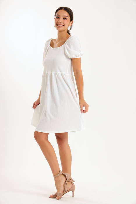 Ladies Puff Sleeve Square Neck A-line Dress