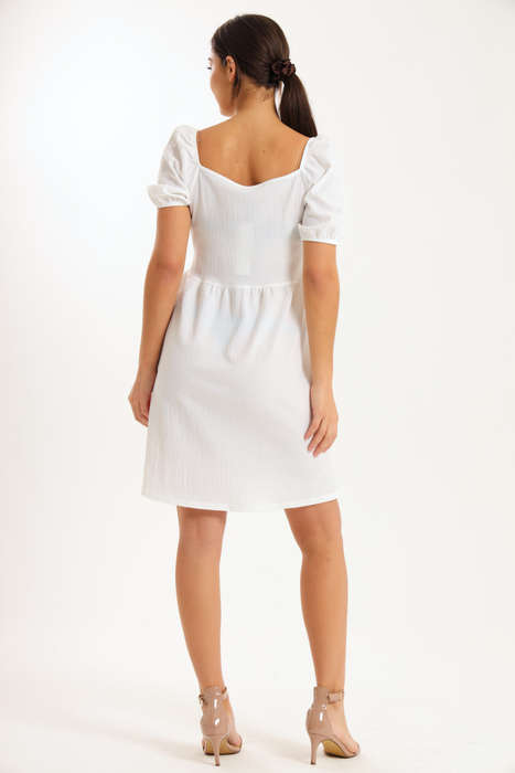 Ladies Puff Sleeve Square Neck A-line Dress