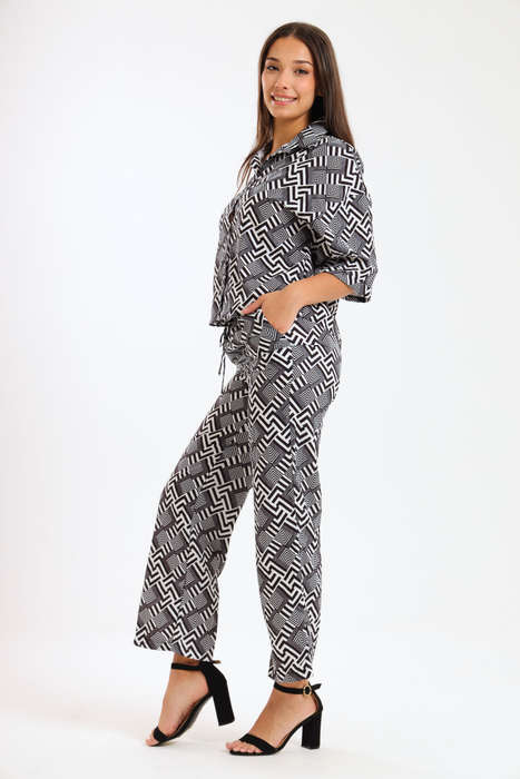 Leah Abstract Print Ladies 2 Piece Shirt and Trouser Co-Ord Set