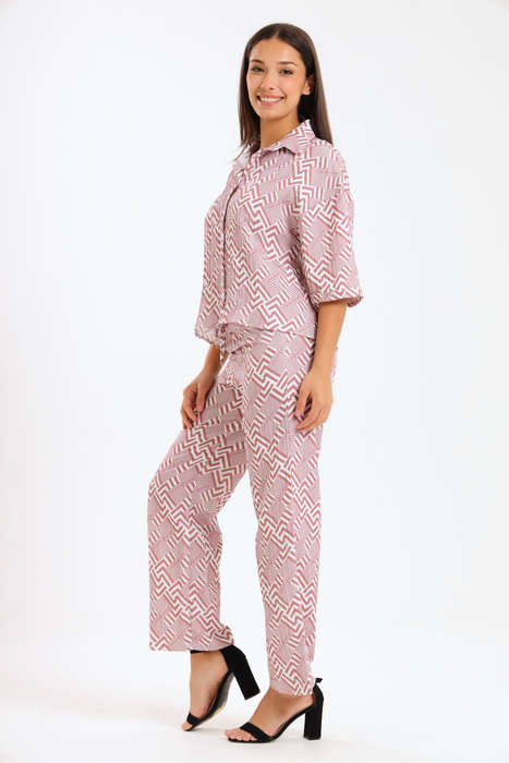 Leah Abstract Print Ladies 2 Piece Shirt and Trouser Co-Ord Set