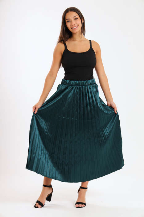 Sorley Pleated Satin Maxi Skirt