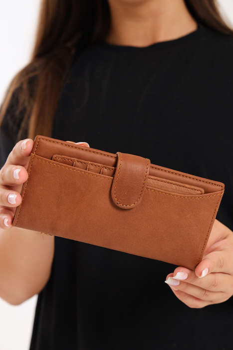 Camel Mountain Genuine Leather Foldable Wallet Purse With Multiple Card Holder For Women