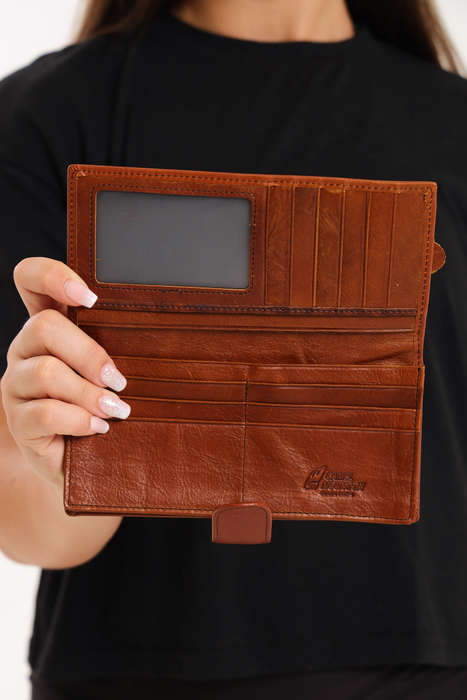 Camel Mountain Genuine Leather Foldable Wallet Purse With Multiple Card Holder For Women