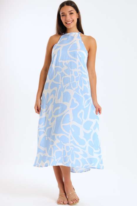 Claire Sleeveless Halter Mid-Maxi Dress