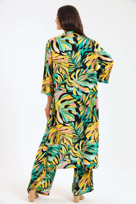 Ladies Hudson 2 Piece Printed Pants &amp; Kimono Summer Set With Free Bodysuit to Match