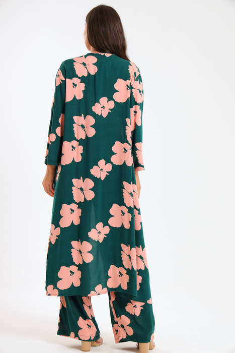 Ladies Hudson 2 Piece Printed Pants &amp; Kimono Summer Set With Free Bodysuit to Match