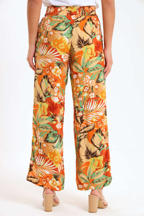 Ladies Summer Trill Floral Printed Wide Leg Pants With Pockets
